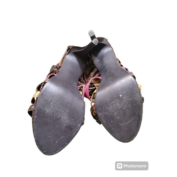 Strappy Sandals Woman's 7 Reptile Print Zip Heel Gladiator 5" Heel Dance Shows - Picture 6 of 10